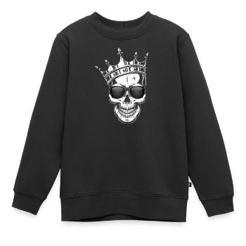 Chemise drôle - King Skull - Cadeau pour femme pour homme - Sweat Premium enfant bio - noir - Devant - AI Model Kid Female (0cm)