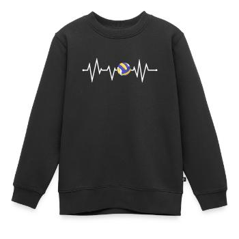 Volleyball Herzschlag T-Shirt Geschenk - Kinder Premium Organic Sweatshirt - Schwarz - Vorne - AI Model Kid Female (0cm)