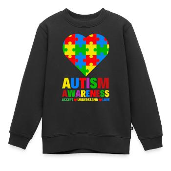 Sensibilisation à l'autisme - Sweat Premium enfant bio - noir - Devant - AI Model Kid Female (0cm)