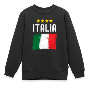 Italien Fahne Fußball Fan EM WM Italien - Kinder Premium Organic Sweatshirt - Schwarz - Vorne - AI Model Kid Female (0cm)