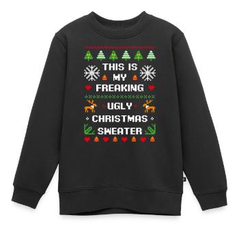 This Is My Ugly Sweater Funny Hilarious Christmas - Kinder Premium Organic Sweatshirt - Schwarz - Vorne - AI Model Kid Female (0cm)
