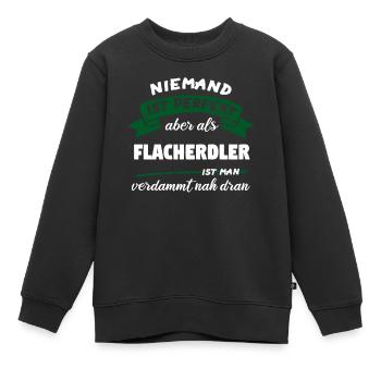 Flath Earth Society Flache Erde Flacherdler - Kinder Premium Organic Sweatshirt - Schwarz - Vorne - AI Model Kid Female (0cm)
