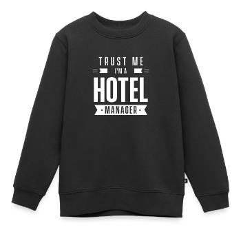 Vertrau mir ich bin ein Hotel Manager Direktor - Kinder Premium Organic Sweatshirt - Schwarz - Vorne - AI Model Kid Female (0cm)