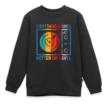 Platine vinyle DJ disques LP - Sweat Premium enfant bio - noir - Devant - AI Model Kid Female (0cm)
