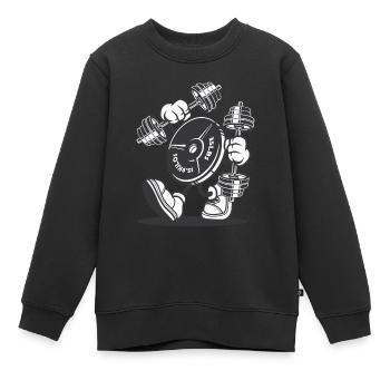 Hantelscheibe Figur - Kinder Premium Organic Sweatshirt - Schwarz - Vorne - AI Model Kid Female (0cm)