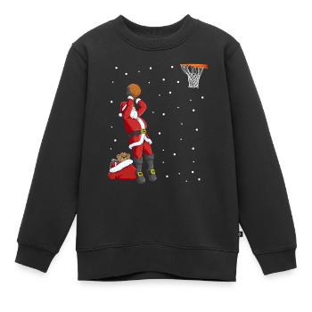 Lustiges Weihnachtsmann Basketball Weihnachten - Kinder Premium Organic Sweatshirt - Schwarz - Vorne - AI Model Kid Female (0cm)