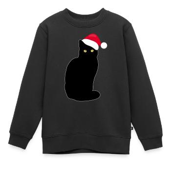 Funny cat christmas present gift idea - Kids Premium Organic Sweatshirt - black - Front - AI Model Kid Female (0cm)