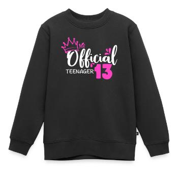 Adolescente officielle 13e anniversaire - Sweat Premium enfant bio - noir - Devant - AI Model Kid Female (0cm)