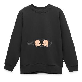 Grossesse Jumeaux maman avec des jumeaux - Sweat Premium enfant bio - noir - Devant - AI Model Kid Female (0cm)