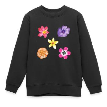 Blumen Motiv Set - Kinder Premium Organic Sweatshirt - Schwarz - Vorne - AI Model Kid Female (0cm)