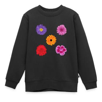Blumen Motiv Set - Kinder Premium Organic Sweatshirt - Schwarz - Vorne - AI Model Kid Female (0cm)