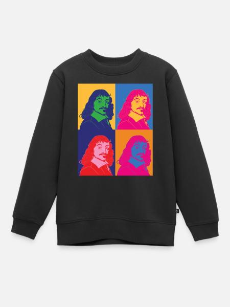 Pop Art Portrait Philosophe René Descartes - Sweat Premium enfant bio - noir