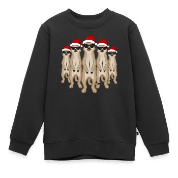 Lustige Erdmännchen Gruppe Weihnachten Geschenk - Kinder Premium Organic Sweatshirt - Schwarz - Vorne - AI Model Kid Female (0cm)