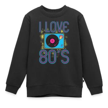 80er jahre 80er jahre Kostüm I Love 80s - Kinder Premium Organic Sweatshirt - Schwarz - Vorne - AI Model Kid Female (0cm)