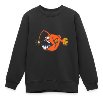 Poisson grenouille de haute mer. Poisson effrayant - Sweat Premium enfant bio - noir - Devant - AI Model Kid Female (0cm)