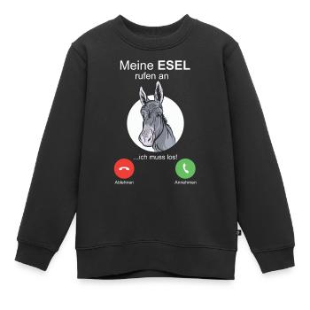 Esel ruft an I Handy Burro Muli Maultier Mama Papa - Kinder Premium Organic Sweatshirt - Schwarz - Vorne - AI Model Kid Female (0cm)