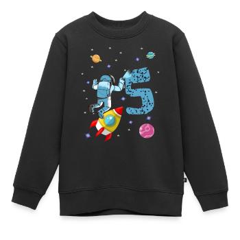 Fusée spatiale anniversaire de l'astronaute 5 ans - Sweat Premium enfant bio - noir - Devant - AI Model Kid Female (0cm)