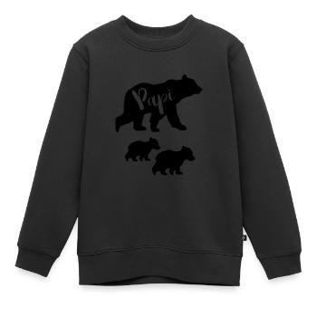 Shirt für Papi | Papi Bär Vatertagsgeschenk - Kinder Premium Organic Sweatshirt - Schwarz - Vorne - AI Model Kid Female (0cm)
