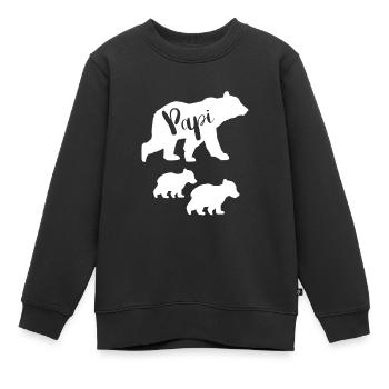 Shirt für Papi | Papi Bär Vatertagsgeschenk - Kinder Premium Organic Sweatshirt - Schwarz - Vorne - AI Model Kid Female (0cm)