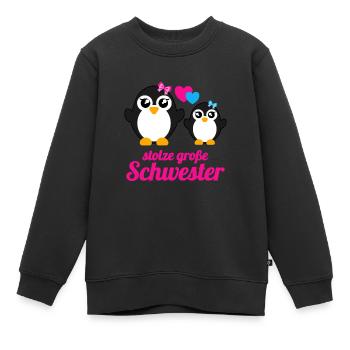 Stolze Große Schwester Pinguin Mädchen Geschenk - Kinder Premium Organic Sweatshirt - Schwarz - Vorne - AI Model Kid Female (0cm)