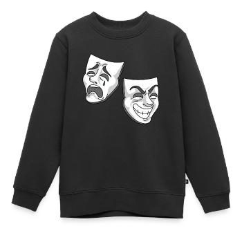 Conception de masques de tragédie de comédie de théâtre - Sweat Premium enfant bio - noir - Devant - AI Model Kid Female (0cm)