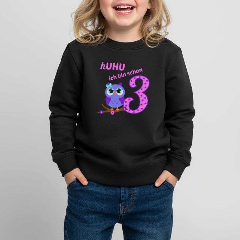 3.Geburtstag Geschenk Mädchen Eule Ich Bin schon 3 Kinder Premium Organic Sweatshirt