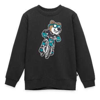 Ours Motocross moto - Sweat Premium enfant bio - noir - Devant - AI Model Kid Female (0cm)