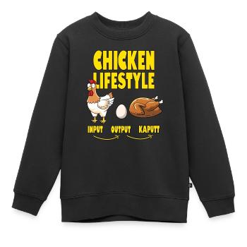 Poulet Lifestyle Chicken Life - Sweat Premium enfant bio - noir - Devant - AI Model Kid Female (0cm)