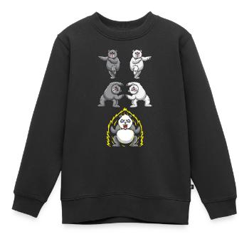 Lustige Panda Fusion Eisbär Transformation - Kinder Premium Organic Sweatshirt - Schwarz - Vorne - AI Model Kid Female (0cm)