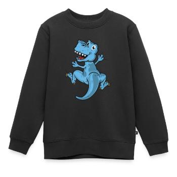Blauer Dino - Kinder Premium Organic Sweatshirt - Schwarz - Vorne - AI Model Kid Female (0cm)