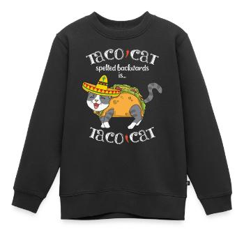 Taco Cat Spelled Backwards & Mexican Food - Kids Premium Organic Sweatshirt - black - Front - AI Model Kid Female (0cm)