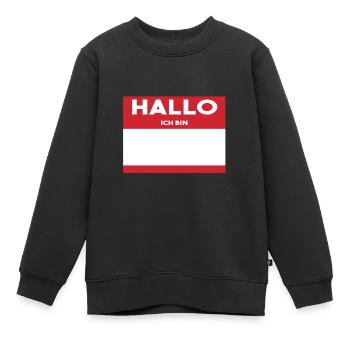 Hallo ich bin ... Namenschild zum beschriften - Kinder Premium Organic Sweatshirt - Schwarz - Vorne - AI Model Kid Female (0cm)