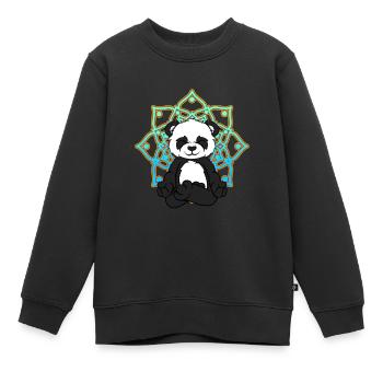Ladies Giant Panda Bear Yoga,Mandala Panda Bear Makes - Kids Premium Organic Sweatshirt - black - Front - AI Model Kid Female (0cm)