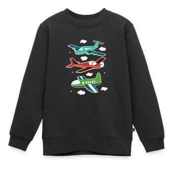 T-shirt Aviator Pilot Sky Clouds pour enfants - Sweat Premium enfant bio - noir - Devant - AI Model Kid Female (0cm)
