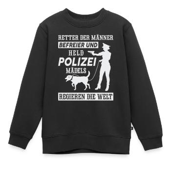 Polizistin Polizei Geschenk Damen Frauen Polizist - Kinder Premium Organic Sweatshirt - Schwarz - Vorne - AI Model Kid Female (0cm)