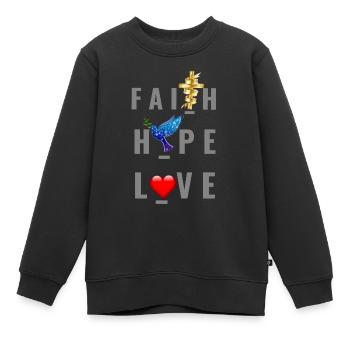 Jésus Jésus Jésus chrétien chrétien chrétien chrétien - Sweat Premium enfant bio - noir - Devant - AI Model Kid Female (0cm)
