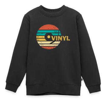 Disque vinyle - Sweat Premium enfant bio - noir - Devant - AI Model Kid Female (0cm)