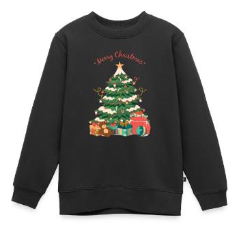 Joyeux Noël X-Mas Christmas tree - Sweat Premium enfant bio - noir - Devant - AI Model Kid Female (0cm)