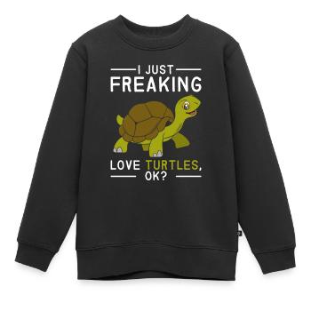 Schildkröte Kinder Tierliebhaber - Kinder Premium Organic Sweatshirt - Schwarz - Vorne - AI Model Kid Female (0cm)