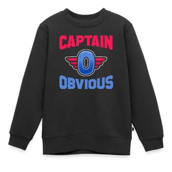 Capitaine Evil Superhero Meme - Sweat Premium enfant bio - noir - Devant - AI Model Kid Female (0cm)