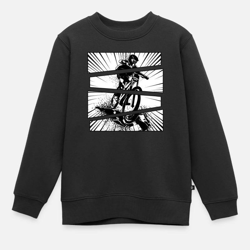 Vélo sport VTT tout-terrain split - Sweat Premium enfant bio - noir