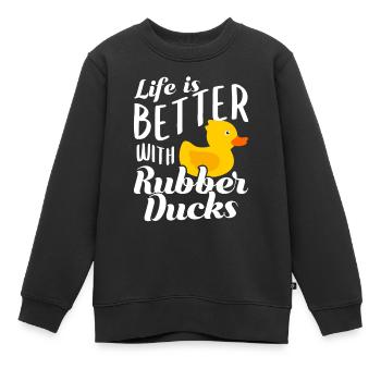 Canard de bain en caoutchouc - Sweat Premium enfant bio - noir - Devant - AI Model Kid Female (0cm)