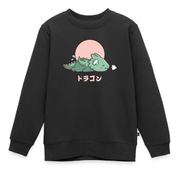 Dragon endormi kawaii - Sweat Premium enfant bio - noir - Devant - AI Model Kid Female (0cm)