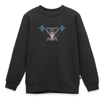 Haltérophilie haltérophile haltère - Sweat Premium enfant bio - noir - Devant - AI Model Kid Female (0cm)