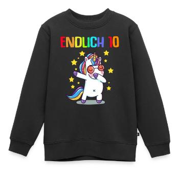 Endlich 10 - Kinder Premium Organic Sweatshirt - Schwarz - Vorne - AI Model Kid Female (0cm)