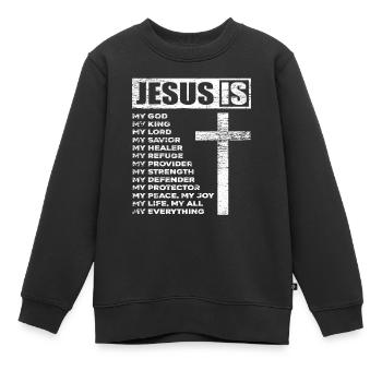 Jesus Gott - Kinder Premium Organic Sweatshirt - Schwarz - Vorne - AI Model Kid Female (0cm)