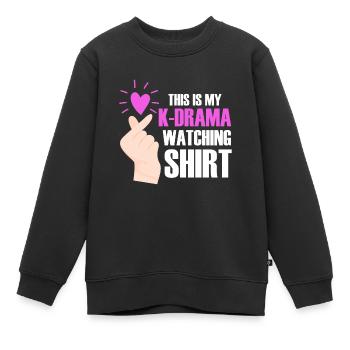 K-Drama Addict KDrama South Korea Korean Asian - Kids Premium Organic Sweatshirt - black - Front - AI Model Kid Female (0cm)