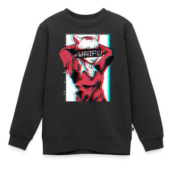 Waifu Neko Anime Cat Girl Vaporwave Cadeau - Sweat Premium enfant bio - noir - Devant - AI Model Kid Female (0cm)