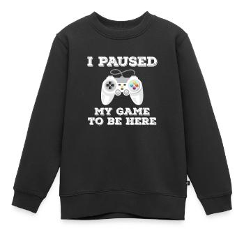 Paused my game funny computer game gambler gamer - Kids Premium Organic Sweatshirt - black - Front - AI Model Kid Female (0cm)