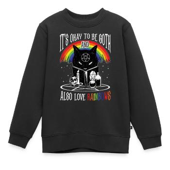 LGBT Goth Regenbogen Black Cat Pentagram Pentacle - Kinder Premium Organic Sweatshirt - Schwarz - Vorne - AI Model Kid Female (0cm)